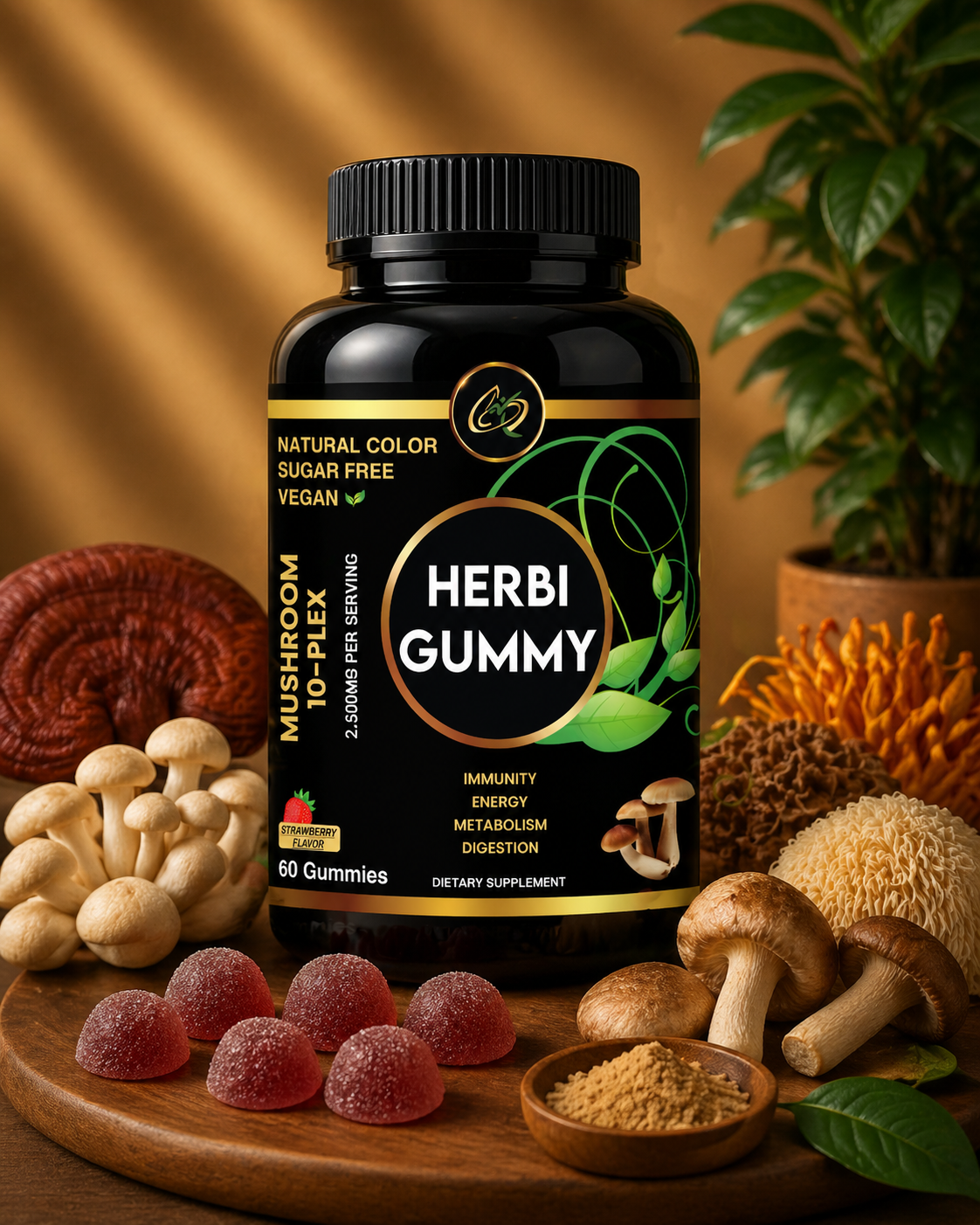 Sugar-Free Mushroom 10-Plex 2,500mg Gummies